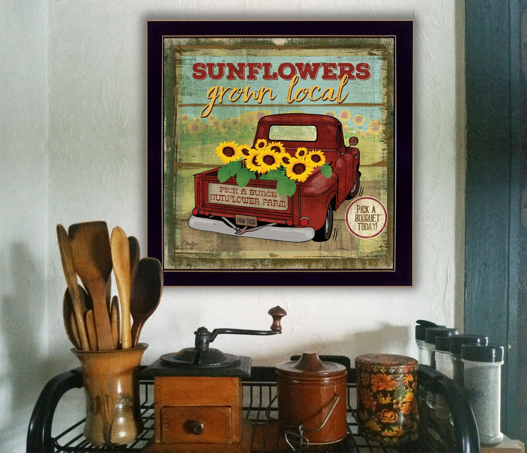 Sunflowers From the Farm 1 Black Framed Print Wall Art