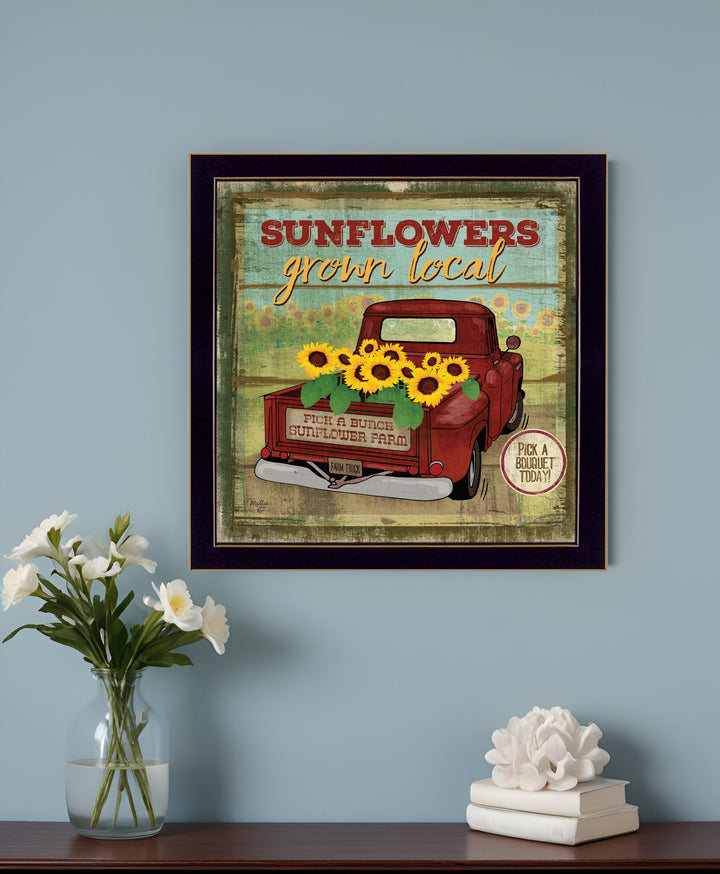 Sunflowers From the Farm 1 Black Framed Print Wall Art