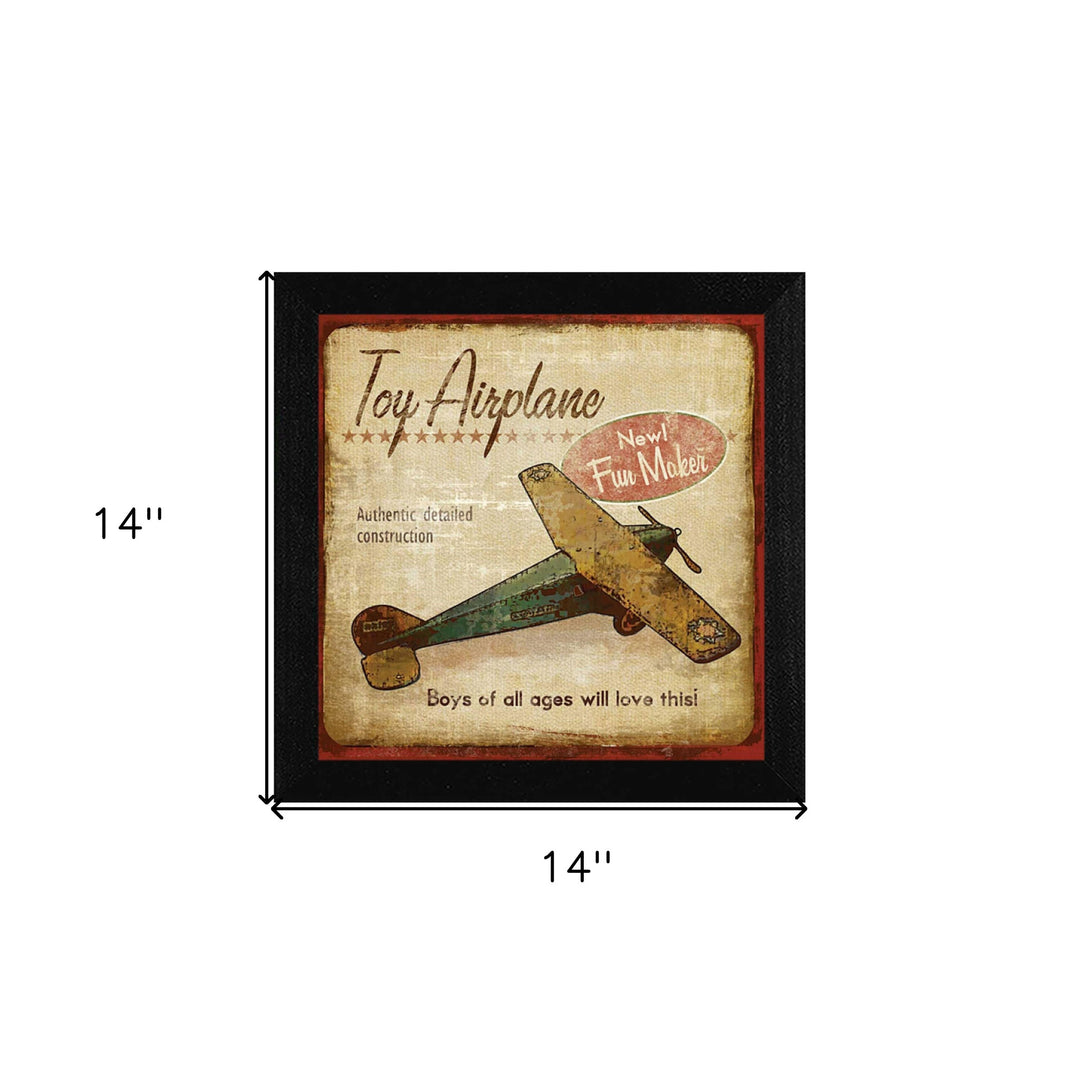 Toy Airplane Black Framed Print Wall Art