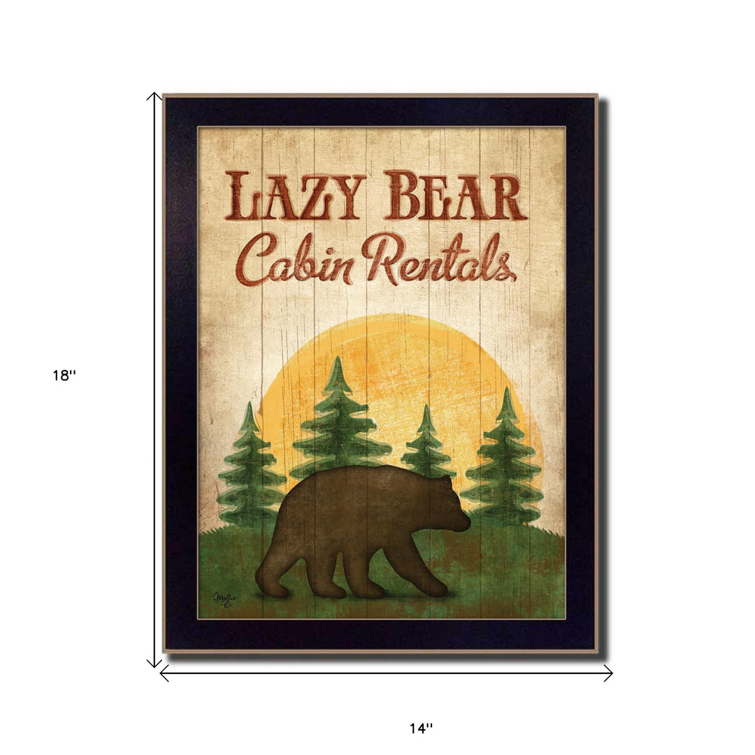 Lazy Bear 2 Black Framed Print Wall Art