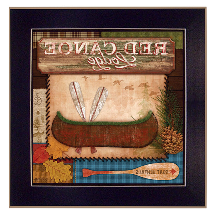 Red Canoe Lodge 1 Black Framed Print Wall Art