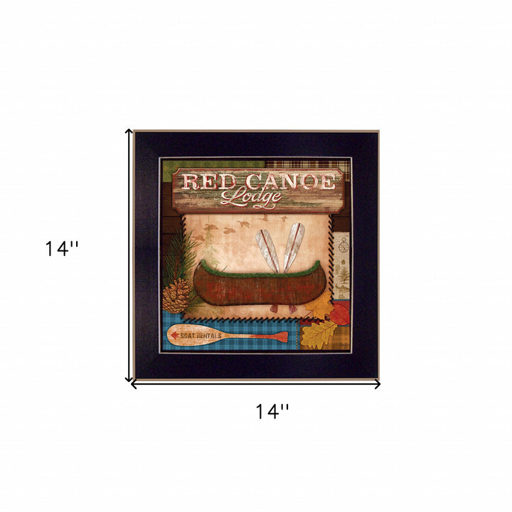 Red Canoe Lodge 1 Black Framed Print Wall Art