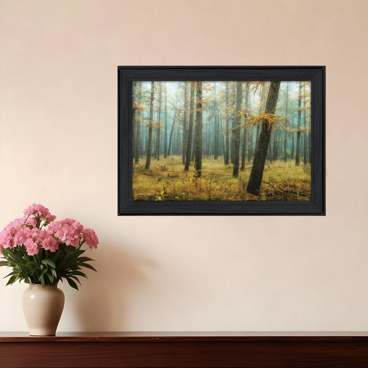 Holterberg in the Mist Black Framed Print Wall Art