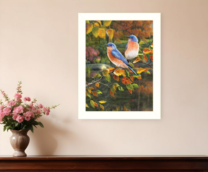 Bluebirds 2 White Framed Print Wall Art