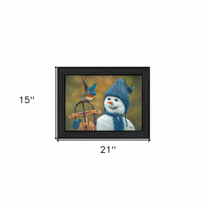 Snow Brother Snowman Black Framed Print Wall Art