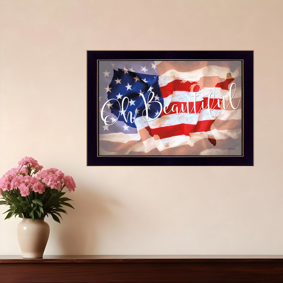 Oh Beautiful America Black Framed Print Wall Art