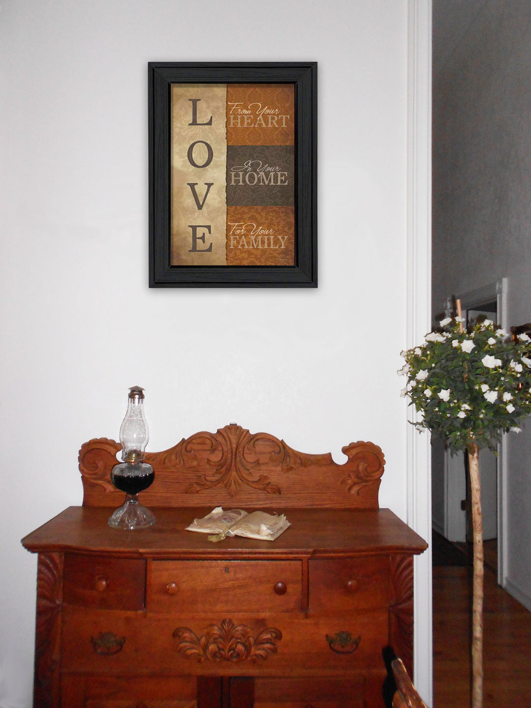 Love 3 Black Framed Print Wall Art