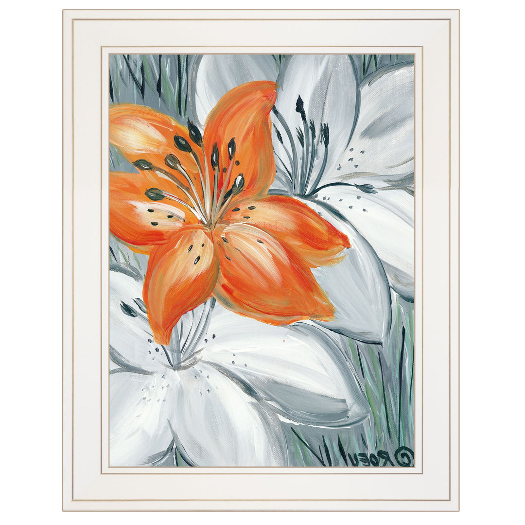 Tiger Lily in Orange 1 White Framed Print Wall Art