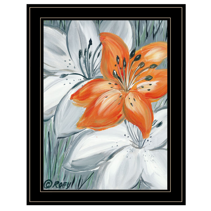 Tiger Lily in Orange 2 Black Framed Print Wall Art