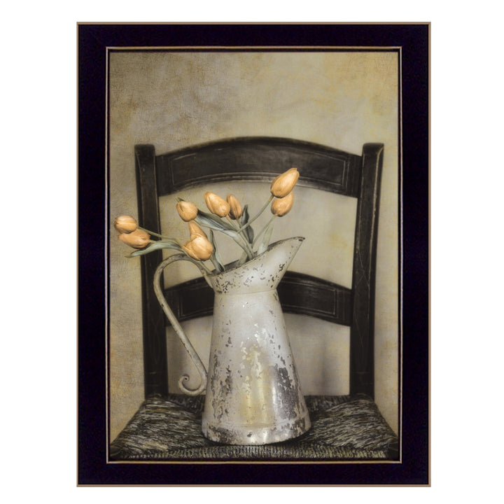 Golden Tulips 2 Black Framed Print Wall Art