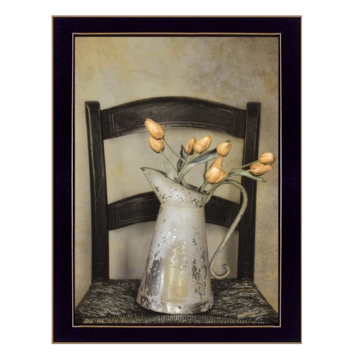 Golden Tulips 2 Black Framed Print Wall Art