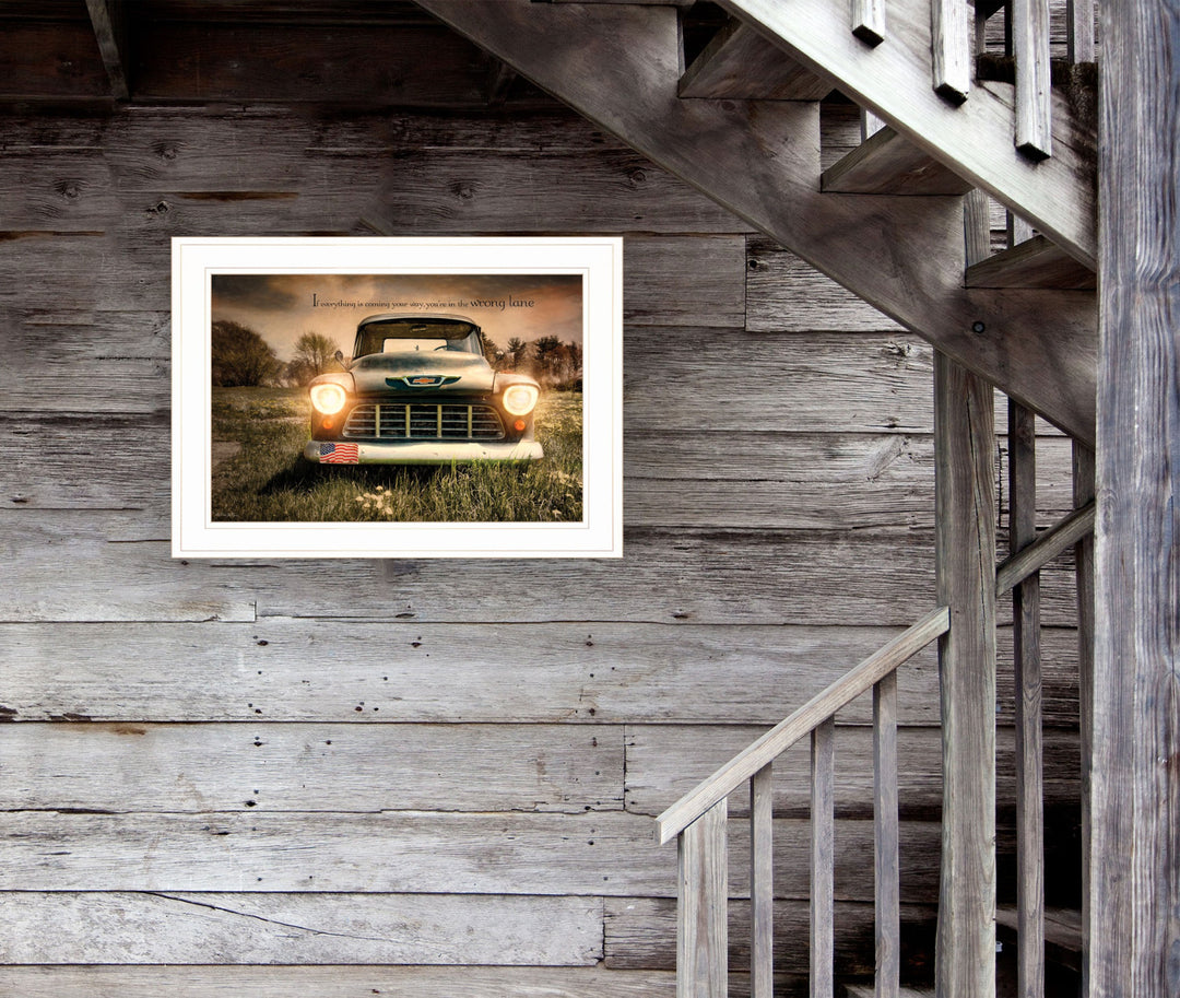 Wrong Lane 1 White Framed Print Wall Art