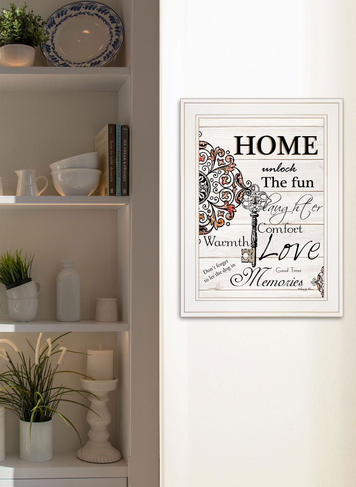 Home or Laughter 1 White Framed Print Wall Art