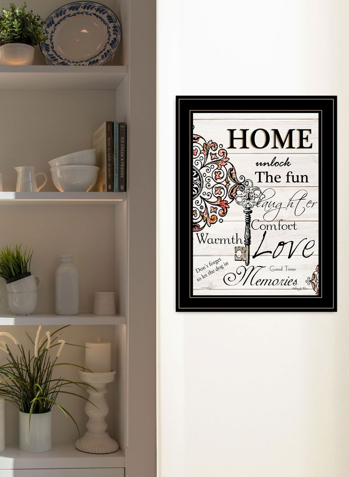 Home or Laughter 2 Black Framed Print Wall Art