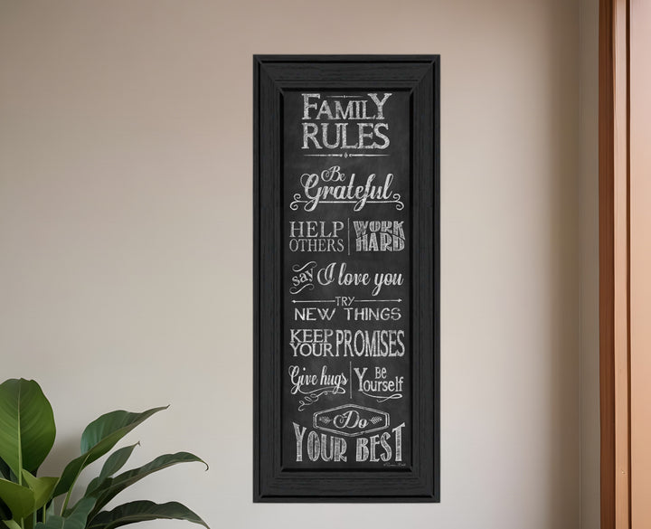 Family Rules 1 Black Framed Print Wall Art