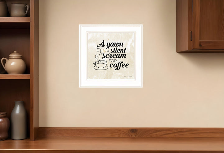 A Silent Scream for Coffee 1 White Framed Print Wall Art