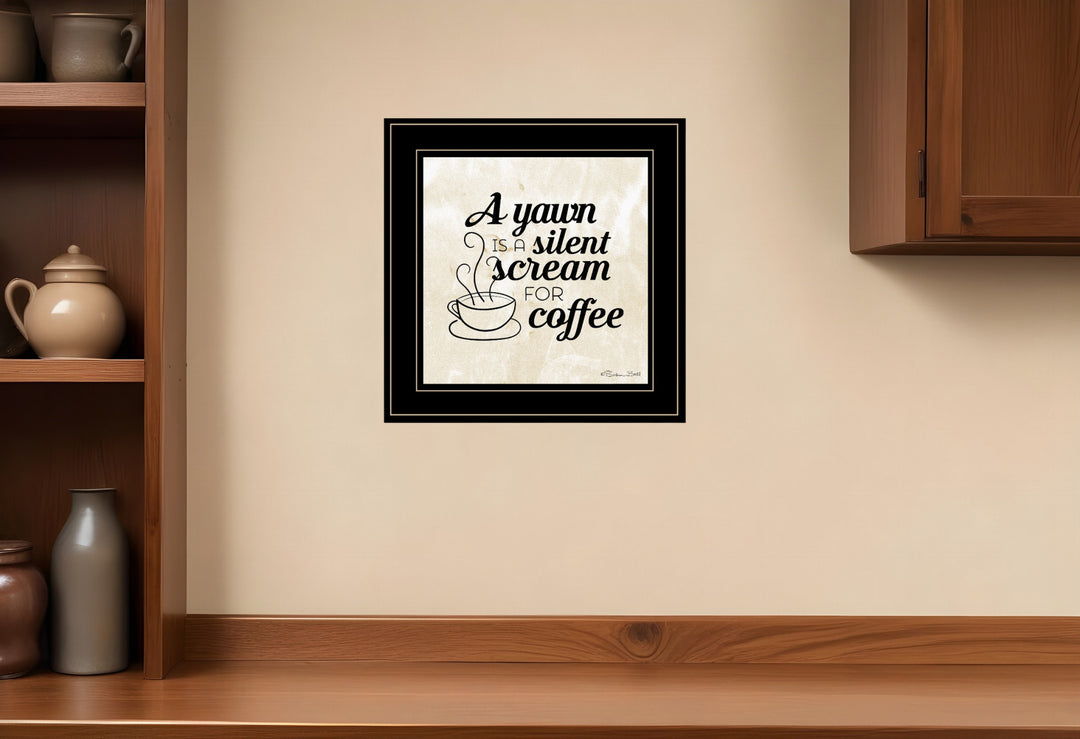 A Silent Scream for Coffee 2 Black Framed Print Wall Art