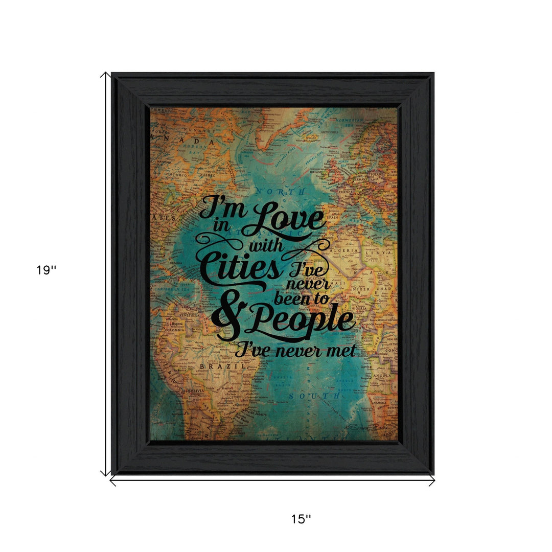 Cities and People Black Framed Print Wall Art