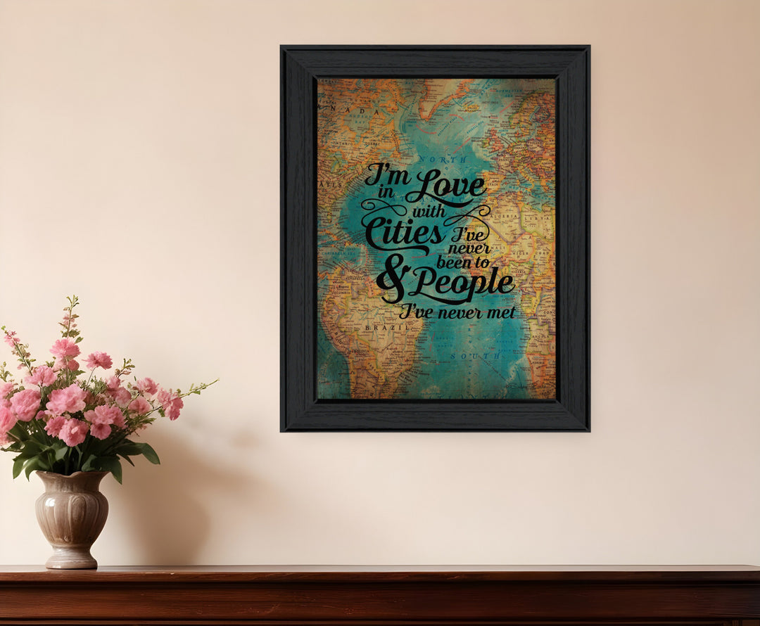 Cities and People Black Framed Print Wall Art