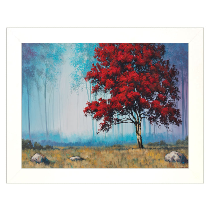 Red Tree 3 White Framed Print Wall Art