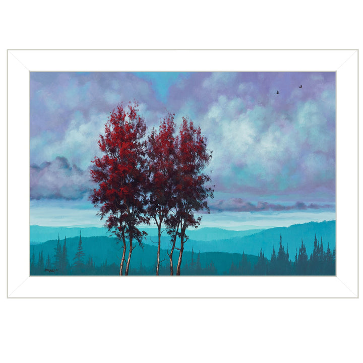 Two Red Trees 1 White Framed Print Wall Art