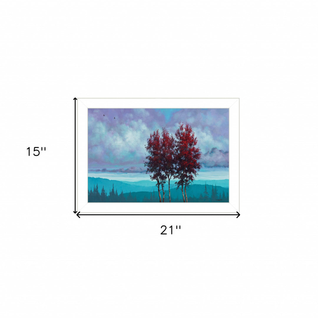 Two Red Trees 1 White Framed Print Wall Art