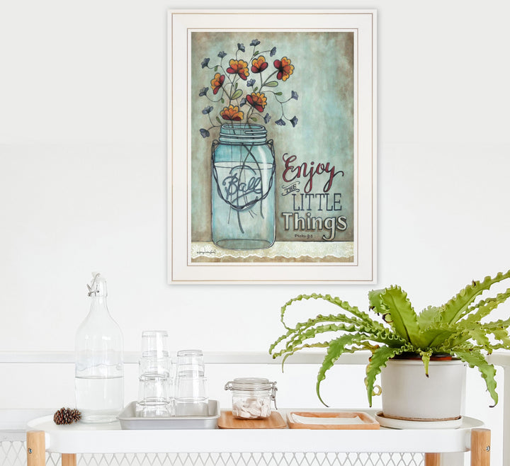 Enjoy the Little Things 1 White Framed Print Wall Art