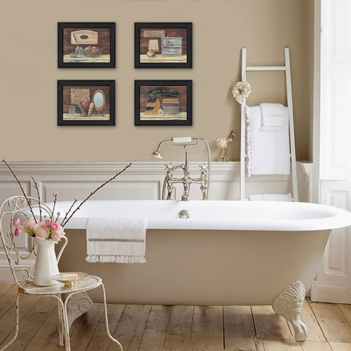 Set Of Four Bathroom I Black Framed Print Bathroom Wall Art