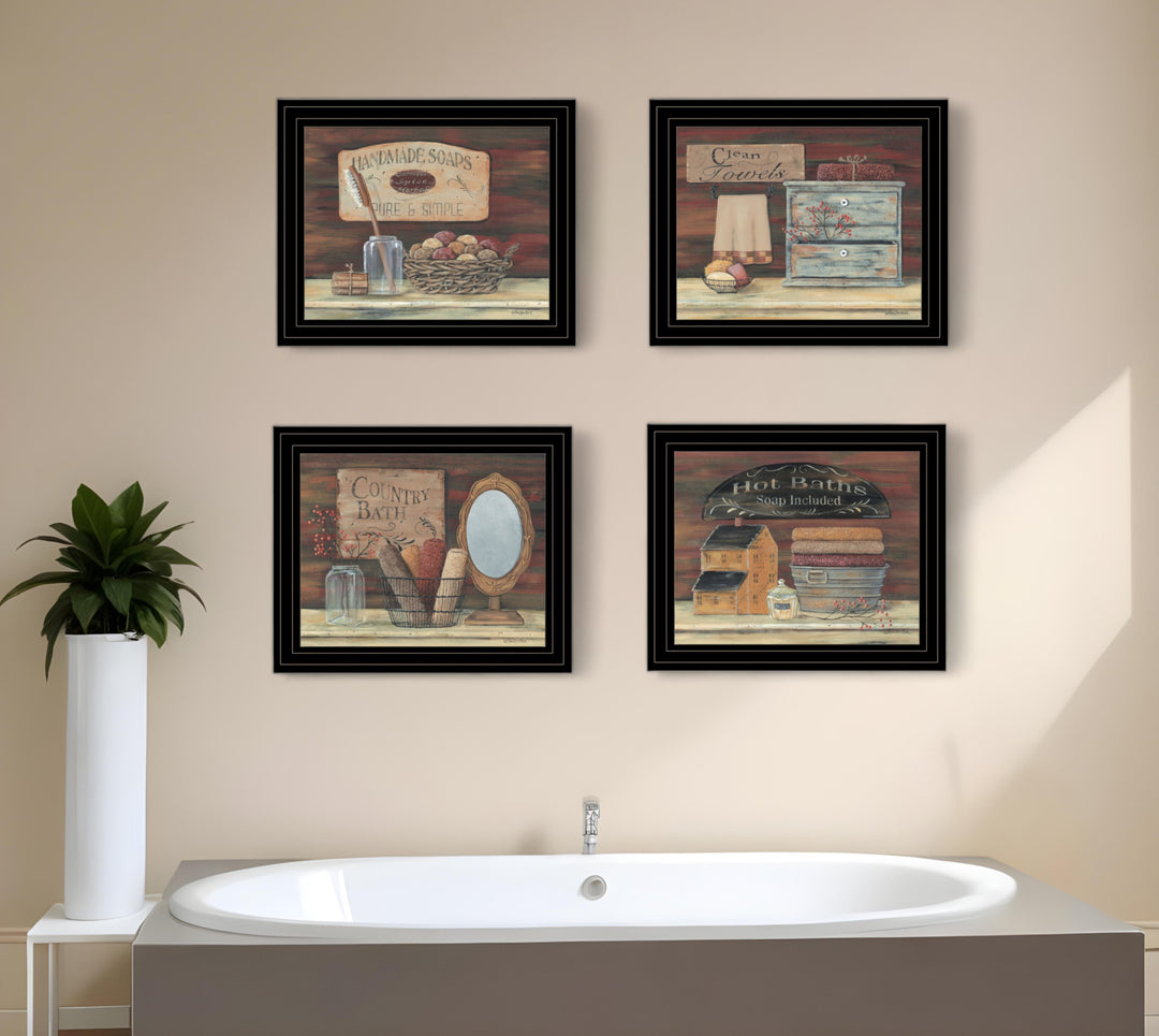 Set Of Four Bathroom COLLECTION I 2 Black Framed Print Bathroom Wall Art