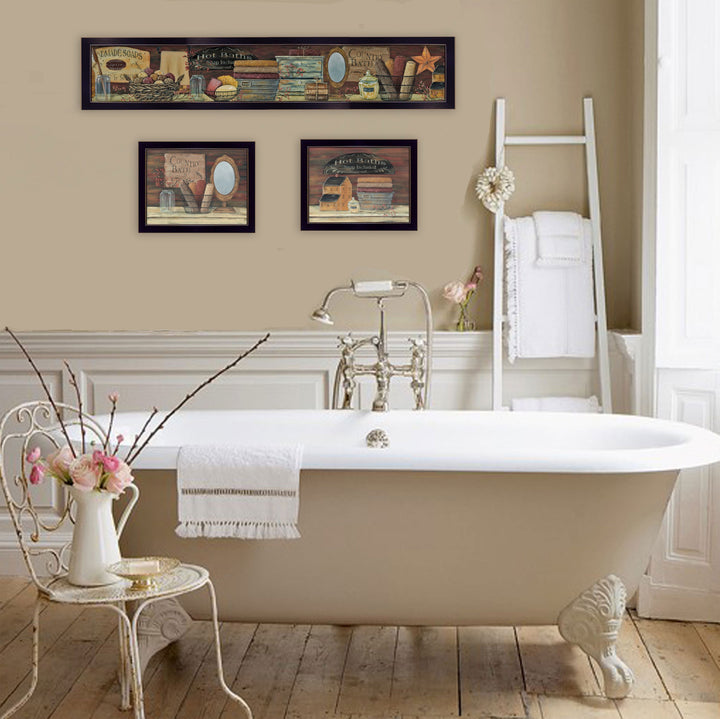 Set Of Three COUNTRY BATH II 6 Black Framed Print Bathroom Wall Art