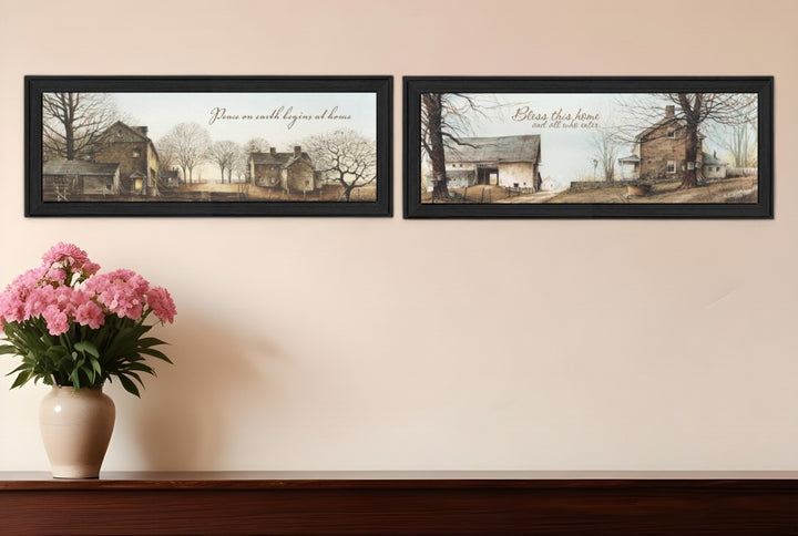 Set Of Two Farms Black Framed Print Wall Art