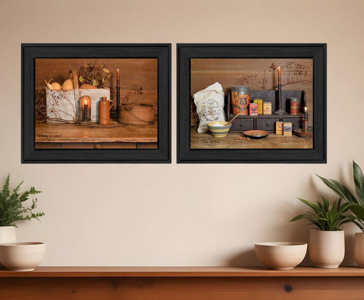 Set Of Two Baking Supplies Black Framed Print Wall Art