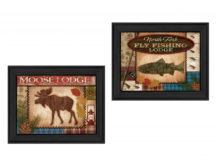 Set Of Two Lodge I Black Framed Print Wall Art