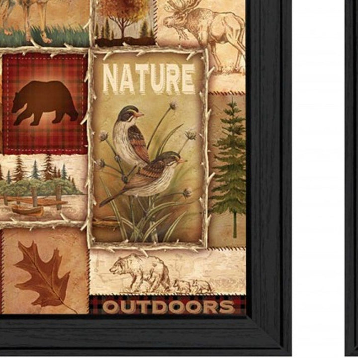 Set Of Two Lodge Collage Black Framed Print Wall Art