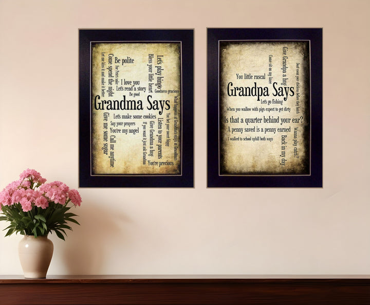 Set Of Two Grandparents Black Framed Print Wall Art