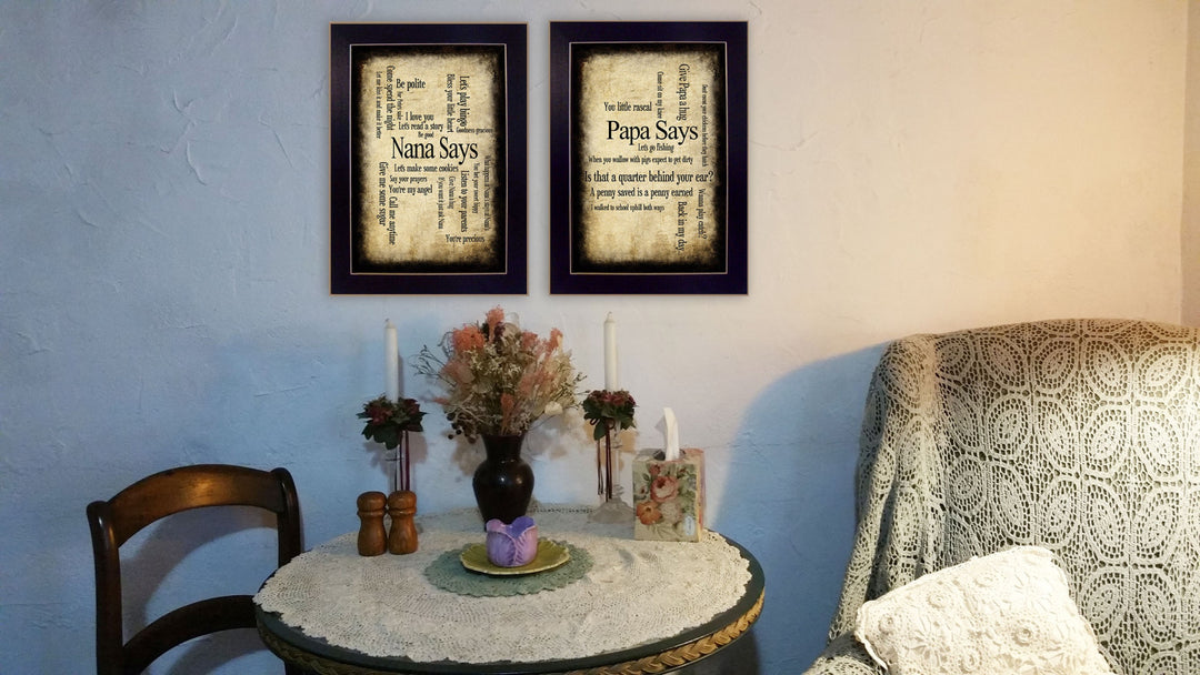 Set Of Two Nana or Papa Black Framed Print Wall Art