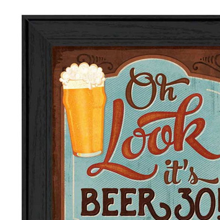 Set Of Two Beer Oclock Black Framed Print Wall Art