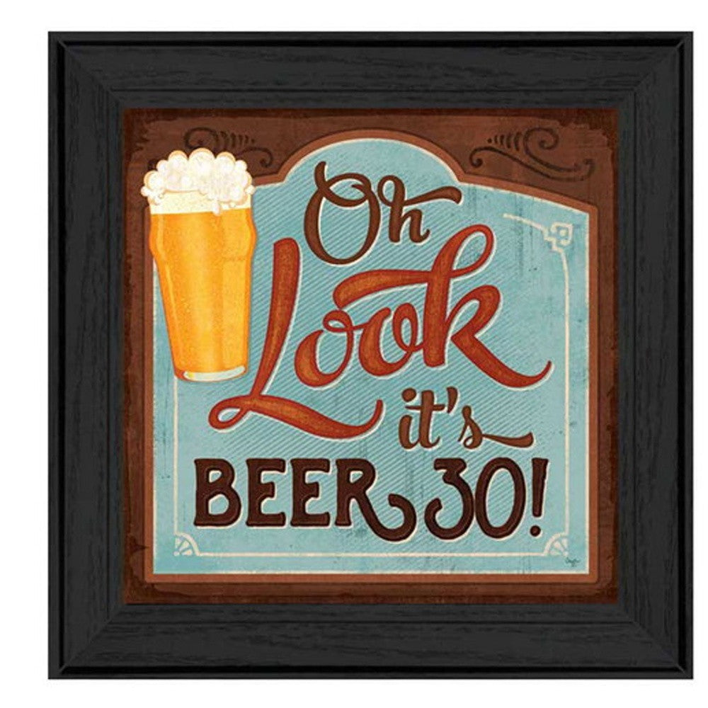 Set Of Two Beer Oclock Black Framed Print Wall Art