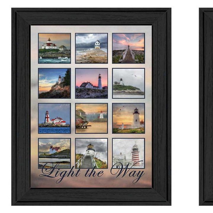 Set Of Two Light Your Way Black Framed Print Wall Art