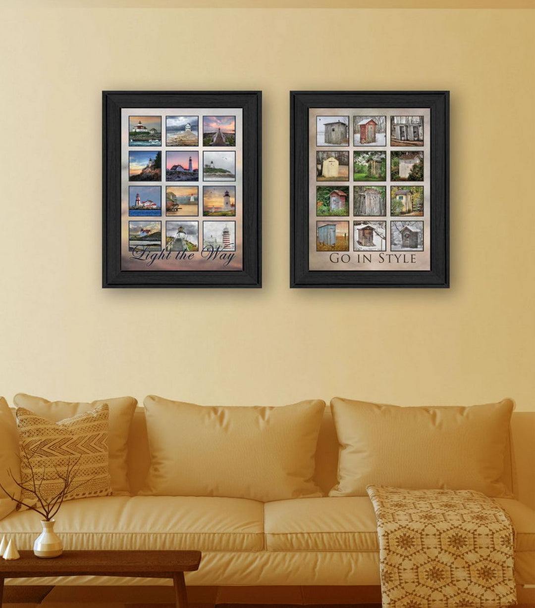 Set Of Two Light Your Way Black Framed Print Wall Art