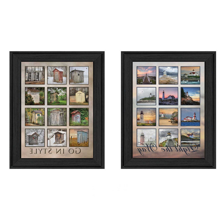 Set Of Two Light Your Way Black Framed Print Wall Art