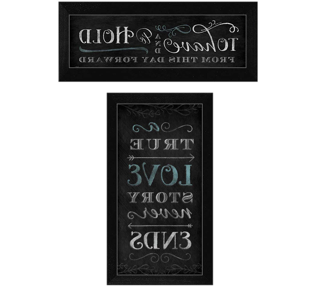 Set Of Two Love Story Black Framed Print Wall Art