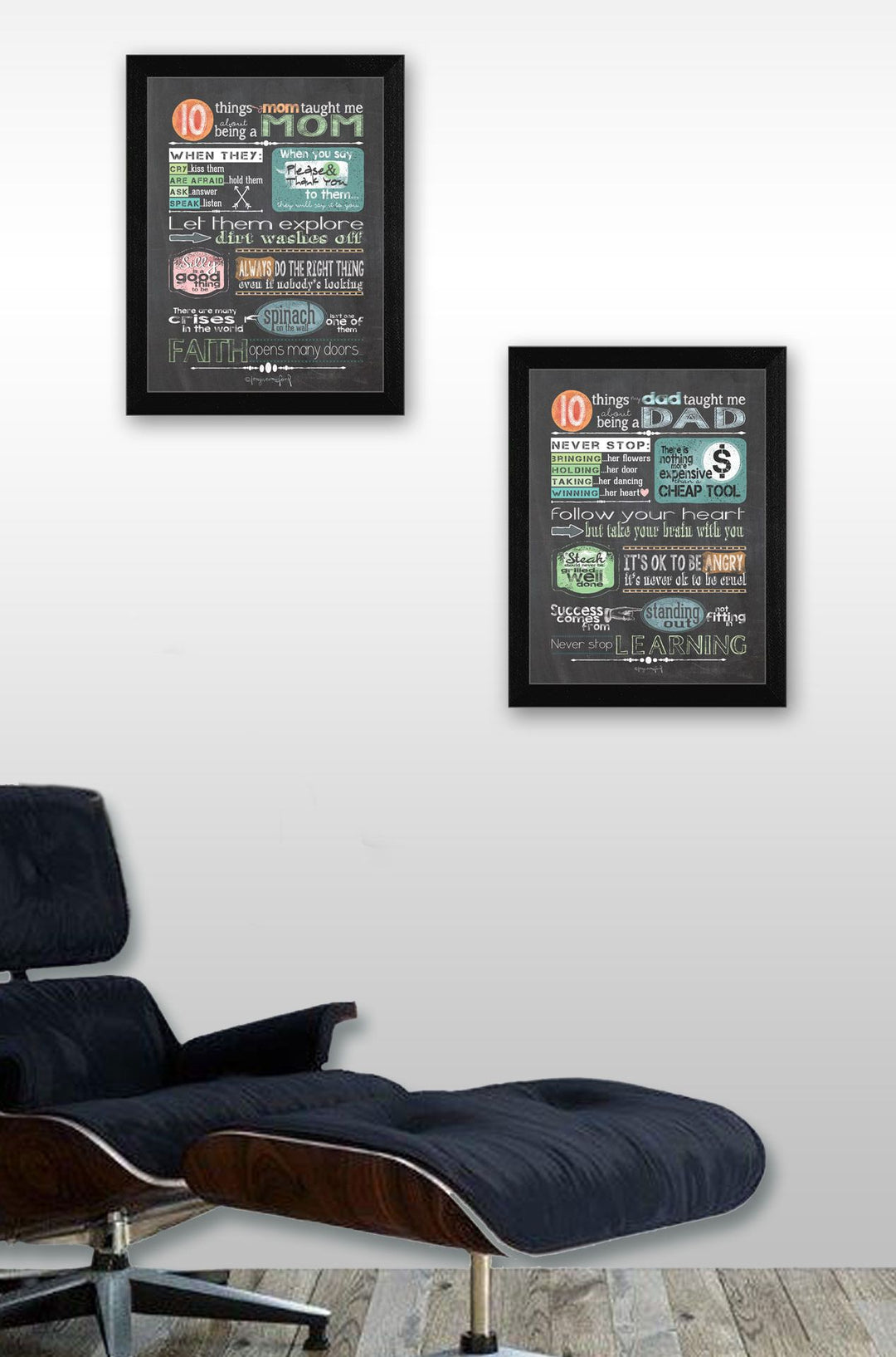 Set Of Two Reminders from Mom and Dad Black Framed Print Wall Art