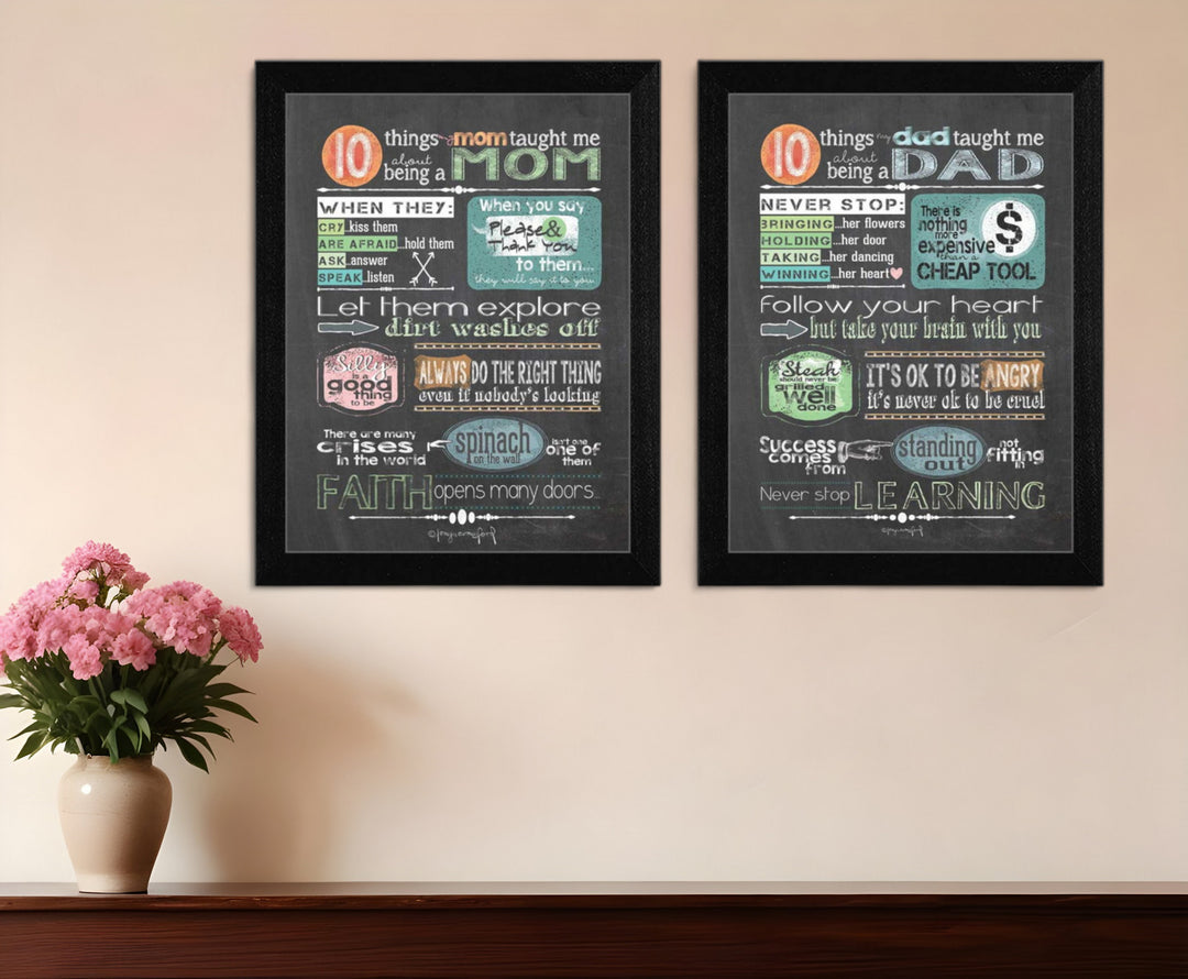 Set Of Two Reminders from Mom and Dad Black Framed Print Wall Art