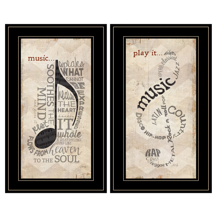 Set Of Two Music 6 Black Framed Print Wall Art