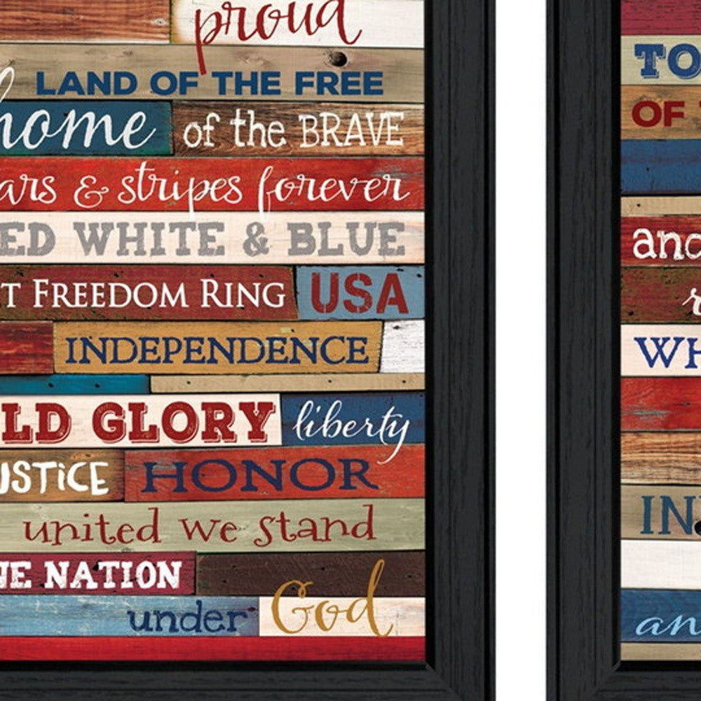 Set Of Two America Proud I Black Framed Print Wall Art