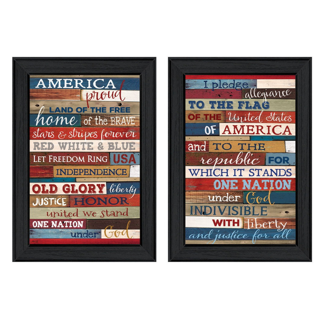 Set Of Two America Proud I Black Framed Print Wall Art