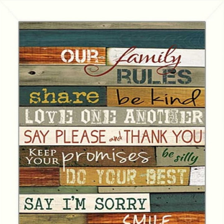 Set Of Two Family and Man Cave Rules 2 White Framed Print Wall Art