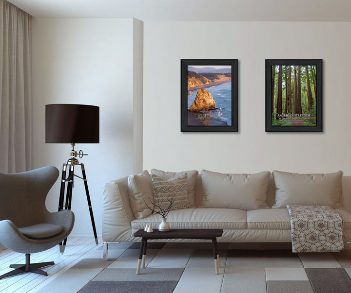 Set Of Two Strength 1 Black Framed Print Wall Art