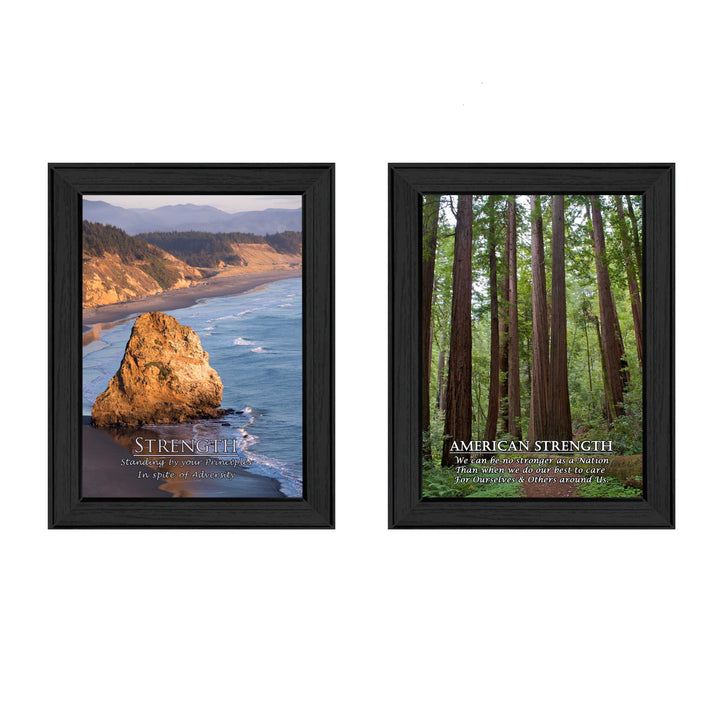 Set Of Two Strength 1 Black Framed Print Wall Art